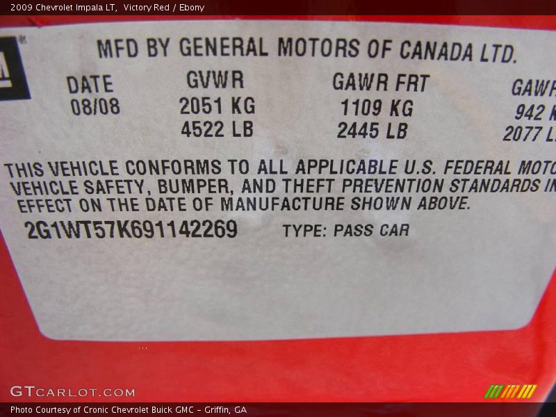 Victory Red / Ebony 2009 Chevrolet Impala LT