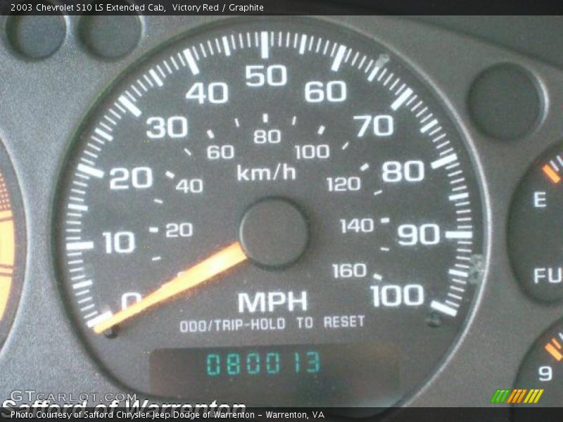 Victory Red / Graphite 2003 Chevrolet S10 LS Extended Cab