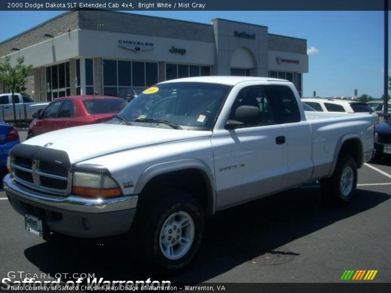 Bright White / Mist Gray 2000 Dodge Dakota SLT Extended Cab 4x4