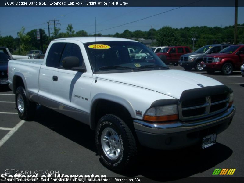 Bright White / Mist Gray 2000 Dodge Dakota SLT Extended Cab 4x4