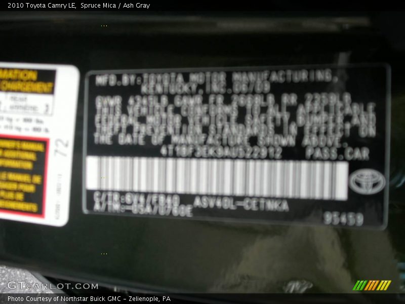 Spruce Mica / Ash Gray 2010 Toyota Camry LE