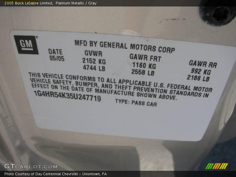 Platinum Metallic / Gray 2005 Buick LeSabre Limited