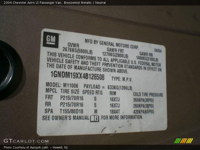 Bronzemist Metallic / Neutral 2004 Chevrolet Astro LS Passenger Van
