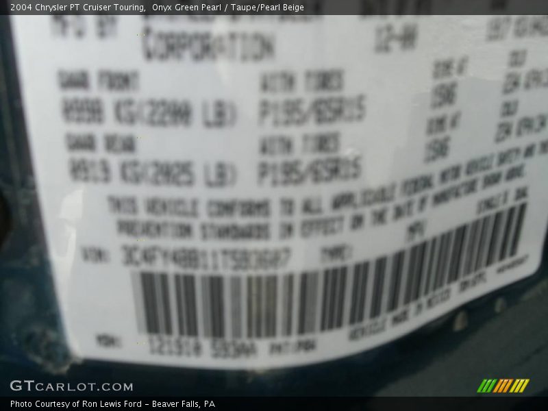 Onyx Green Pearl / Taupe/Pearl Beige 2004 Chrysler PT Cruiser Touring