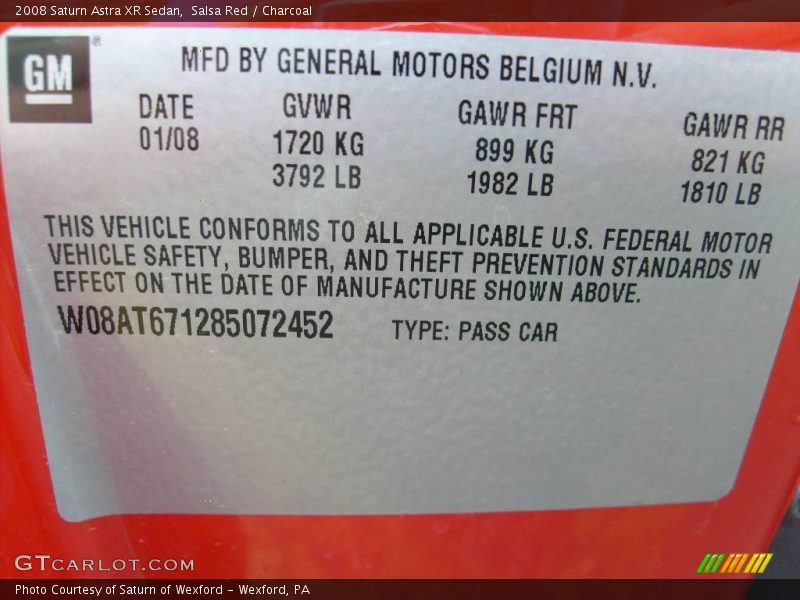 Salsa Red / Charcoal 2008 Saturn Astra XR Sedan