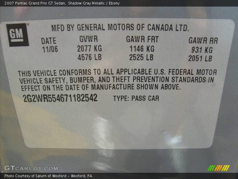 Shadow Gray Metallic / Ebony 2007 Pontiac Grand Prix GT Sedan