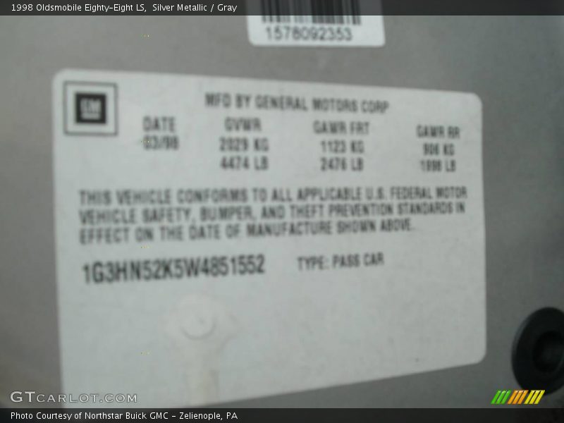 Silver Metallic / Gray 1998 Oldsmobile Eighty-Eight LS