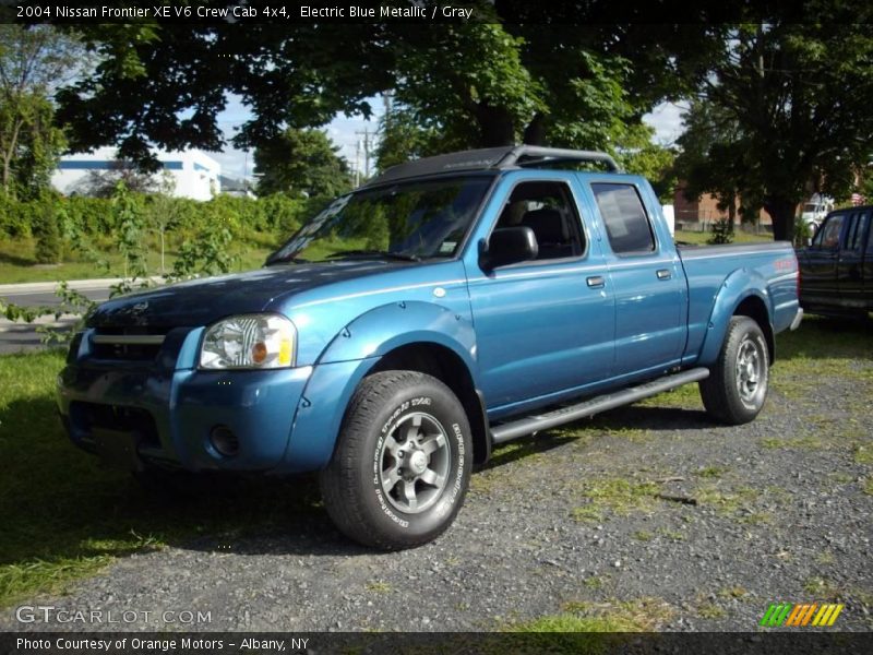 Electric Blue Metallic / Gray 2004 Nissan Frontier XE V6 Crew Cab 4x4