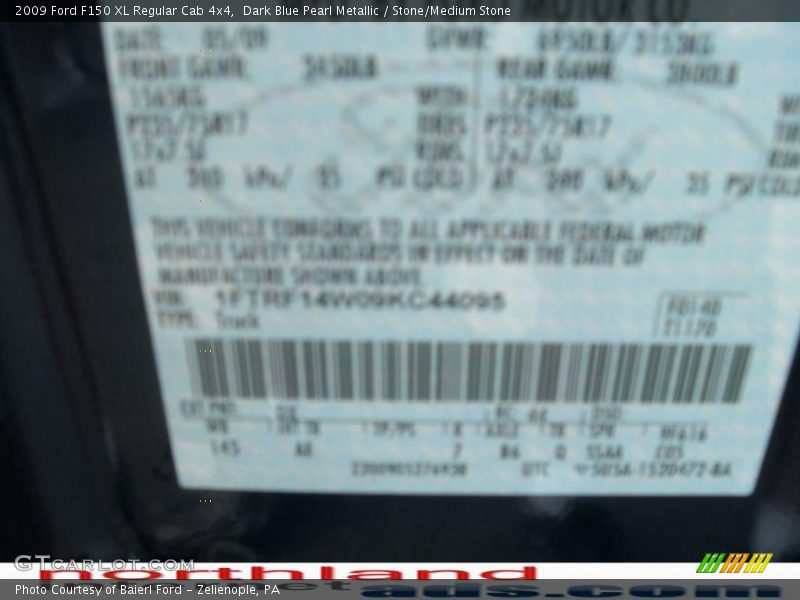 Dark Blue Pearl Metallic / Stone/Medium Stone 2009 Ford F150 XL Regular Cab 4x4