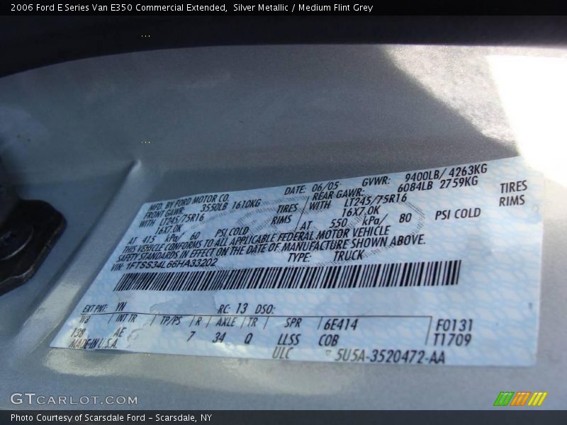Silver Metallic / Medium Flint Grey 2006 Ford E Series Van E350 Commercial Extended