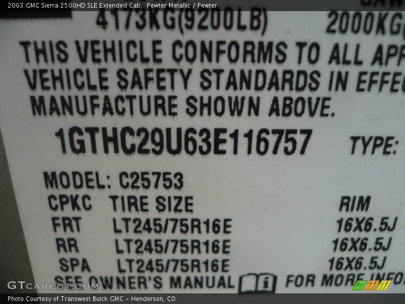 Pewter Metallic / Pewter 2003 GMC Sierra 2500HD SLE Extended Cab