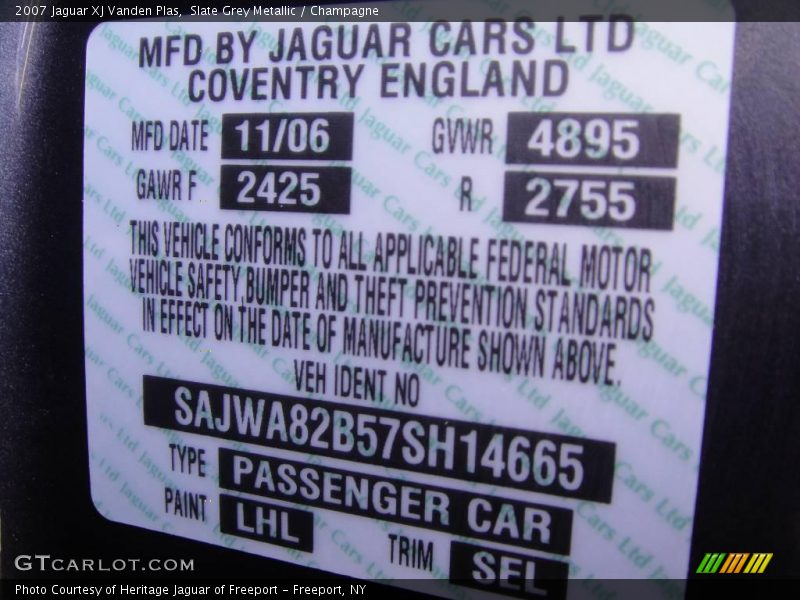 Slate Grey Metallic / Champagne 2007 Jaguar XJ Vanden Plas