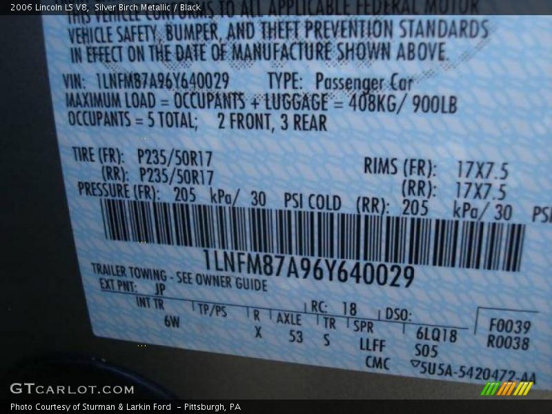 2006 LS V8 Silver Birch Metallic Color Code JP