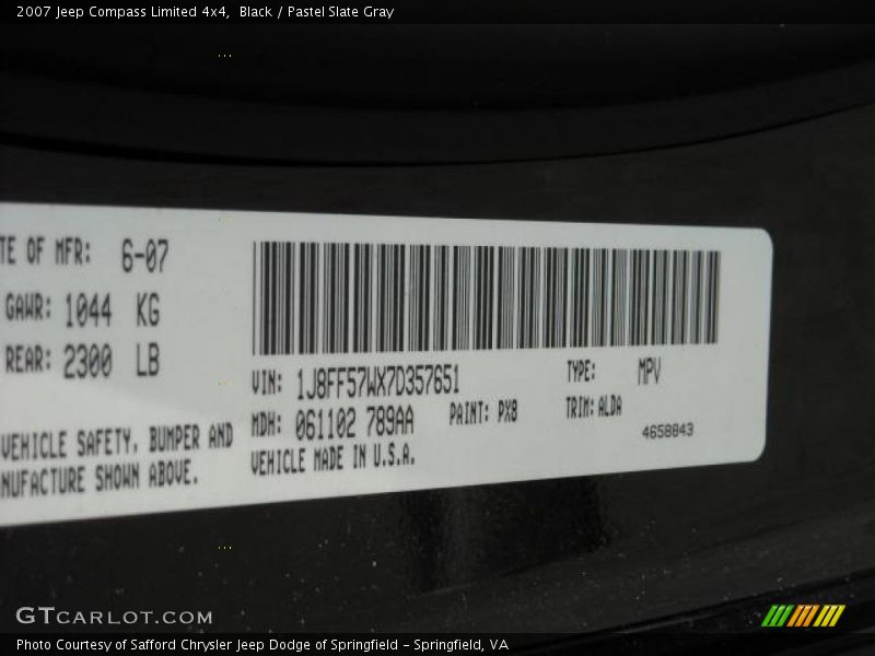 Black / Pastel Slate Gray 2007 Jeep Compass Limited 4x4
