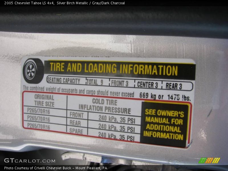 Silver Birch Metallic / Gray/Dark Charcoal 2005 Chevrolet Tahoe LS 4x4