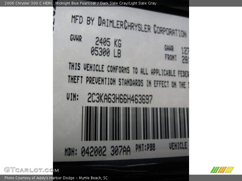 Midnight Blue Pearlcoat / Dark Slate Gray/Light Slate Gray 2006 Chrysler 300 C HEMI