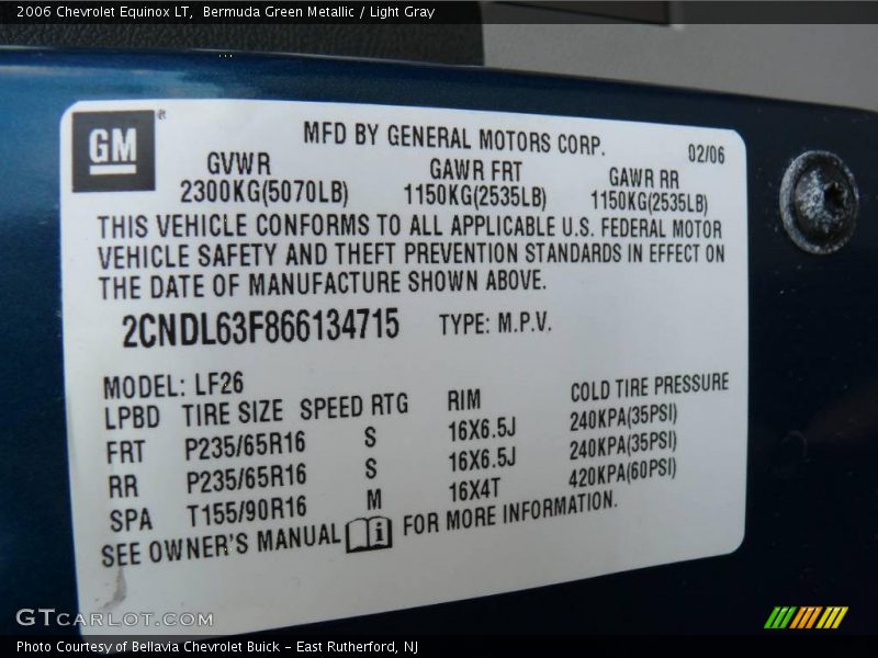 Bermuda Green Metallic / Light Gray 2006 Chevrolet Equinox LT