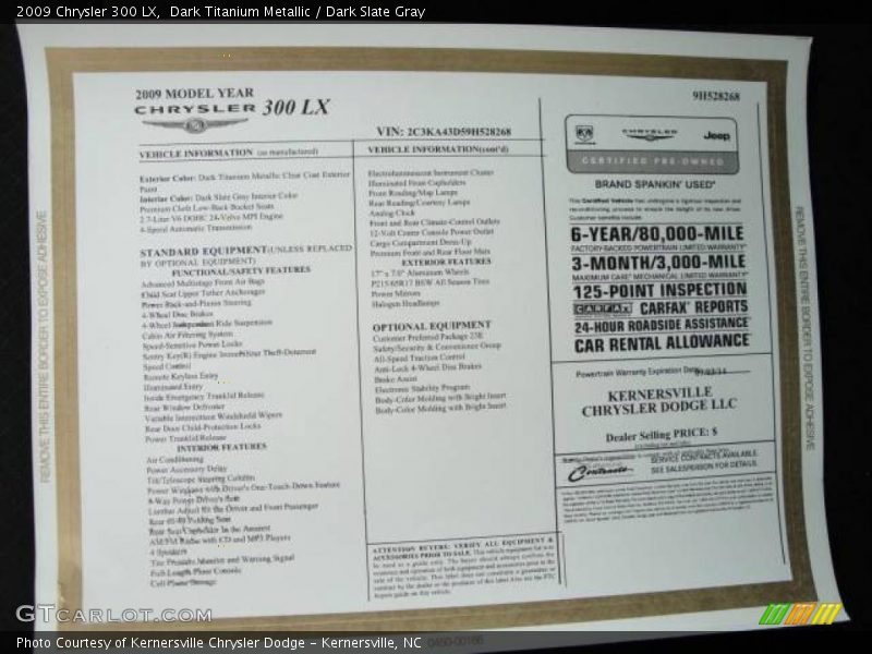 Dark Titanium Metallic / Dark Slate Gray 2009 Chrysler 300 LX
