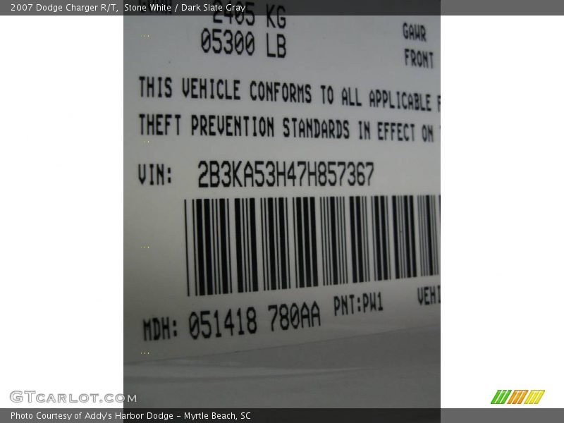 Stone White / Dark Slate Gray 2007 Dodge Charger R/T