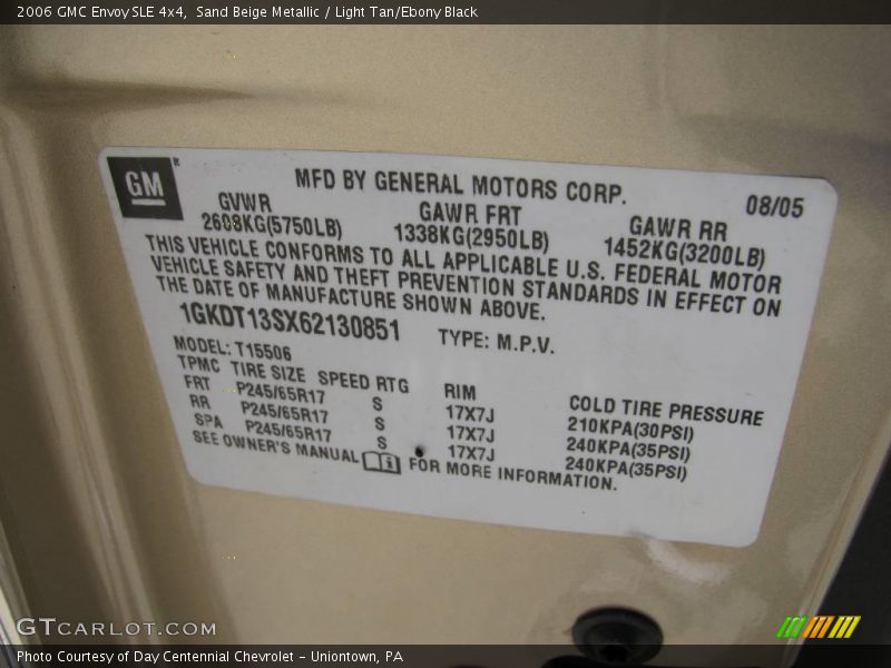Sand Beige Metallic / Light Tan/Ebony Black 2006 GMC Envoy SLE 4x4