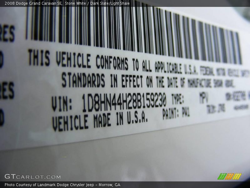 Stone White / Dark Slate/Light Shale 2008 Dodge Grand Caravan SE