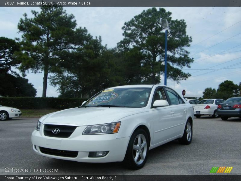 Arctic White / Beige 2007 Hyundai Sonata SE V6