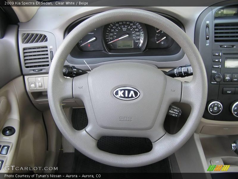 Clear White / Beige 2009 Kia Spectra EX Sedan