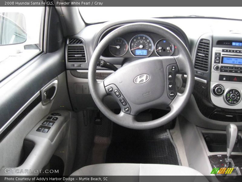 Powder White Pearl / Gray 2008 Hyundai Santa Fe GLS