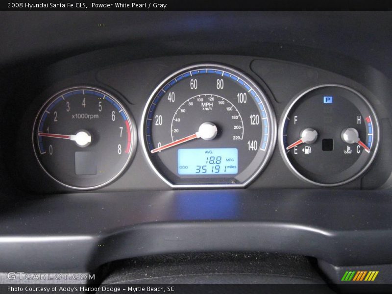 Powder White Pearl / Gray 2008 Hyundai Santa Fe GLS