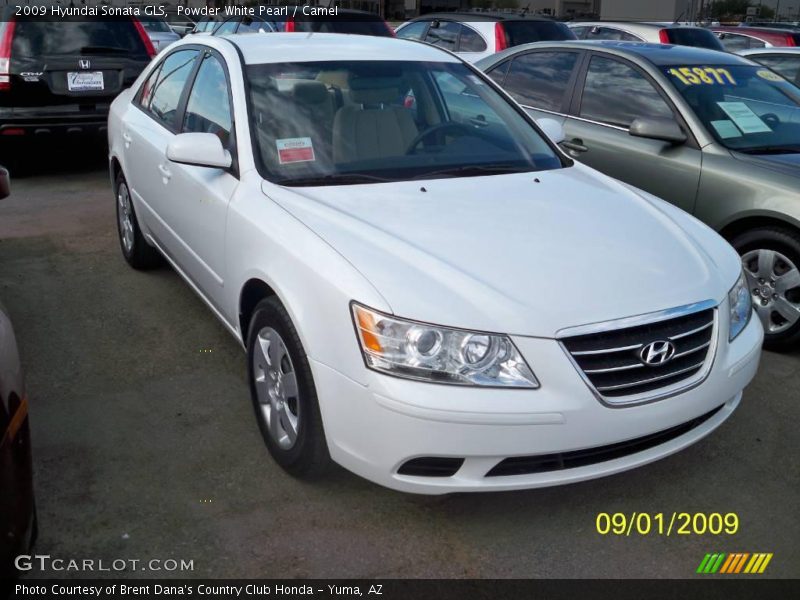 Powder White Pearl / Camel 2009 Hyundai Sonata GLS