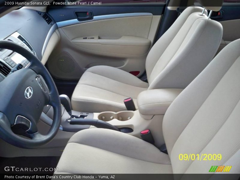 Powder White Pearl / Camel 2009 Hyundai Sonata GLS
