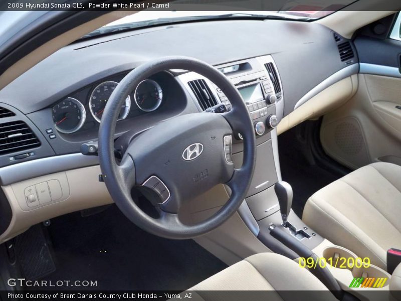 Powder White Pearl / Camel 2009 Hyundai Sonata GLS