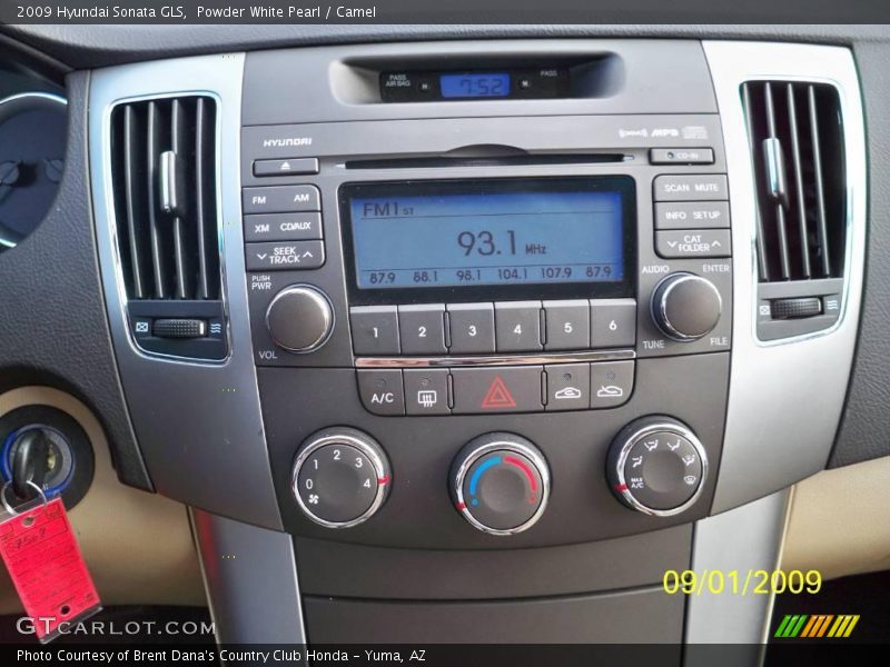 Powder White Pearl / Camel 2009 Hyundai Sonata GLS