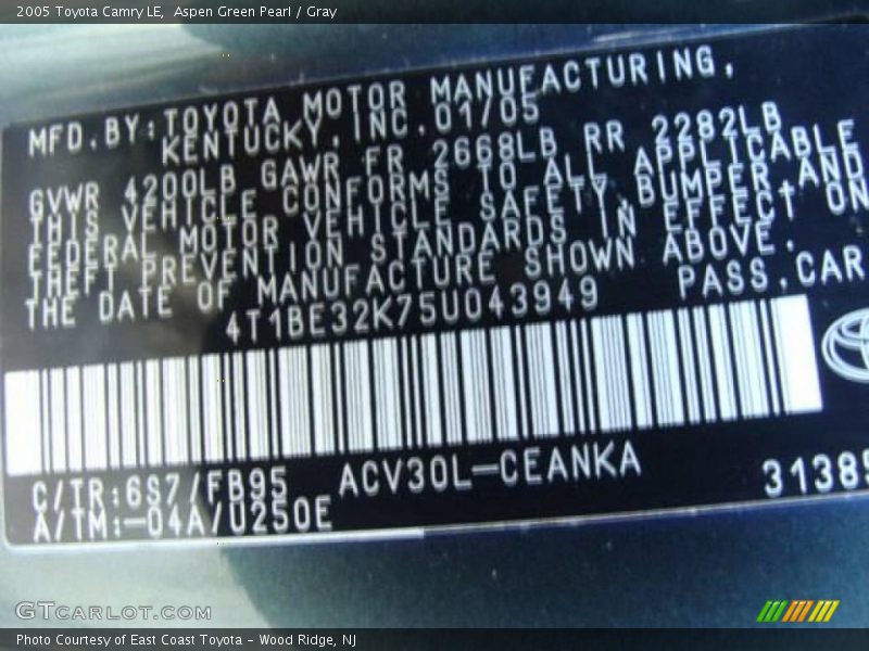 Aspen Green Pearl / Gray 2005 Toyota Camry LE