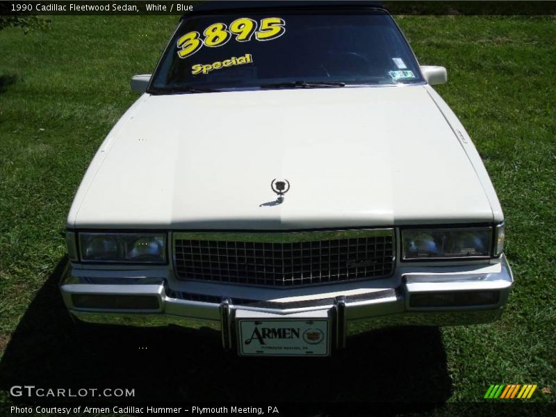 White / Blue 1990 Cadillac Fleetwood Sedan