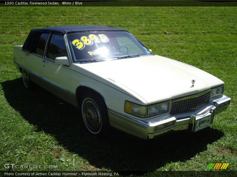 White / Blue 1990 Cadillac Fleetwood Sedan