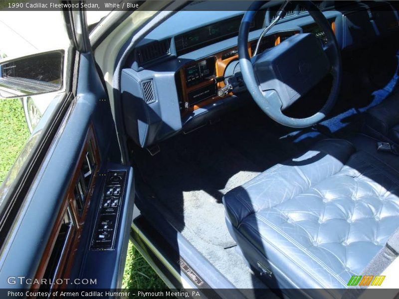 White / Blue 1990 Cadillac Fleetwood Sedan
