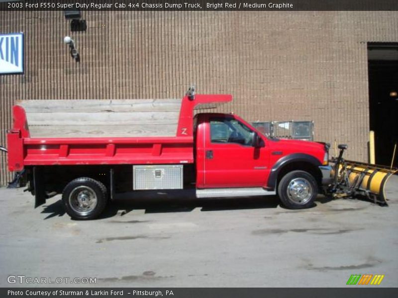 Bright Red / Medium Graphite 2003 Ford F550 Super Duty Regular Cab 4x4 Chassis Dump Truck