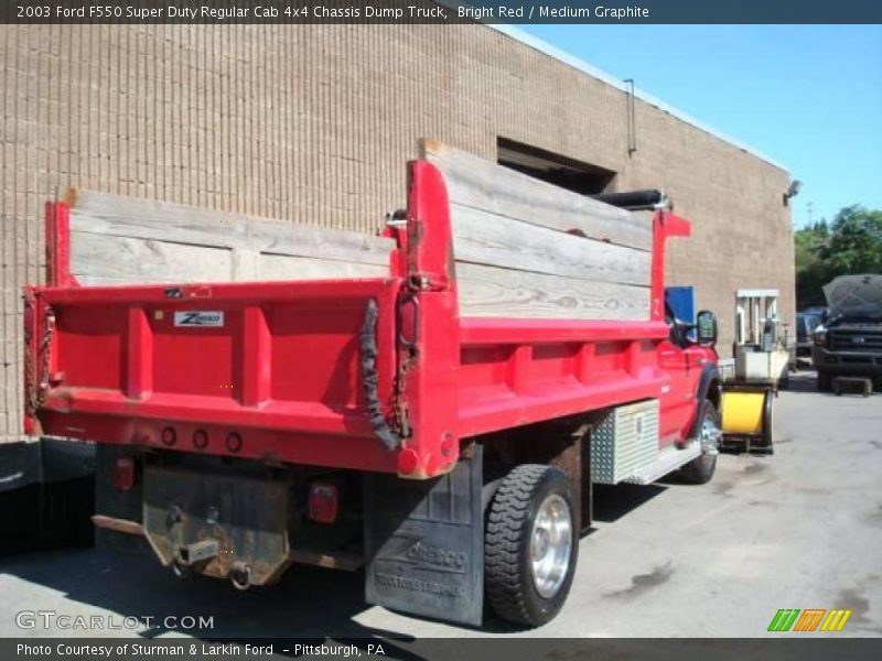 Bright Red / Medium Graphite 2003 Ford F550 Super Duty Regular Cab 4x4 Chassis Dump Truck