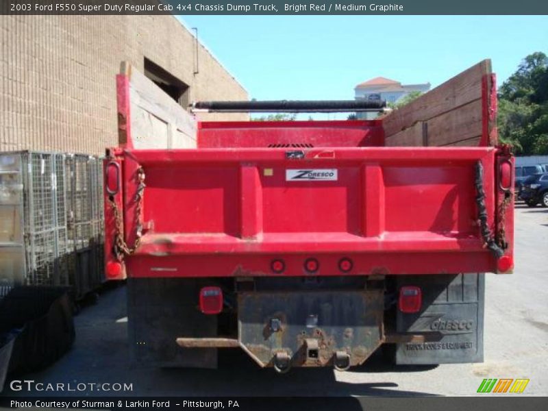 Bright Red / Medium Graphite 2003 Ford F550 Super Duty Regular Cab 4x4 Chassis Dump Truck