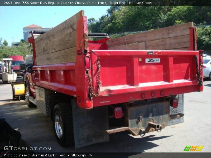 Bright Red / Medium Graphite 2003 Ford F550 Super Duty Regular Cab 4x4 Chassis Dump Truck