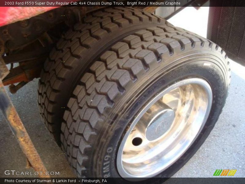 Bright Red / Medium Graphite 2003 Ford F550 Super Duty Regular Cab 4x4 Chassis Dump Truck