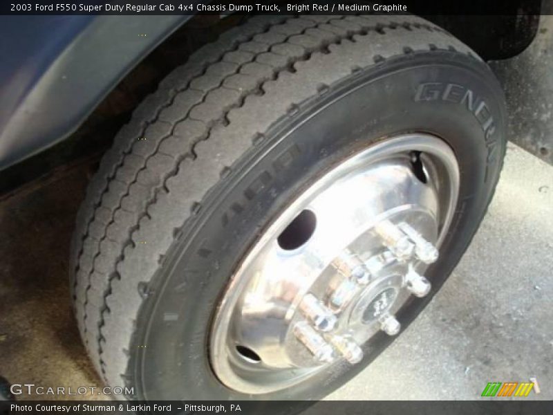 Bright Red / Medium Graphite 2003 Ford F550 Super Duty Regular Cab 4x4 Chassis Dump Truck