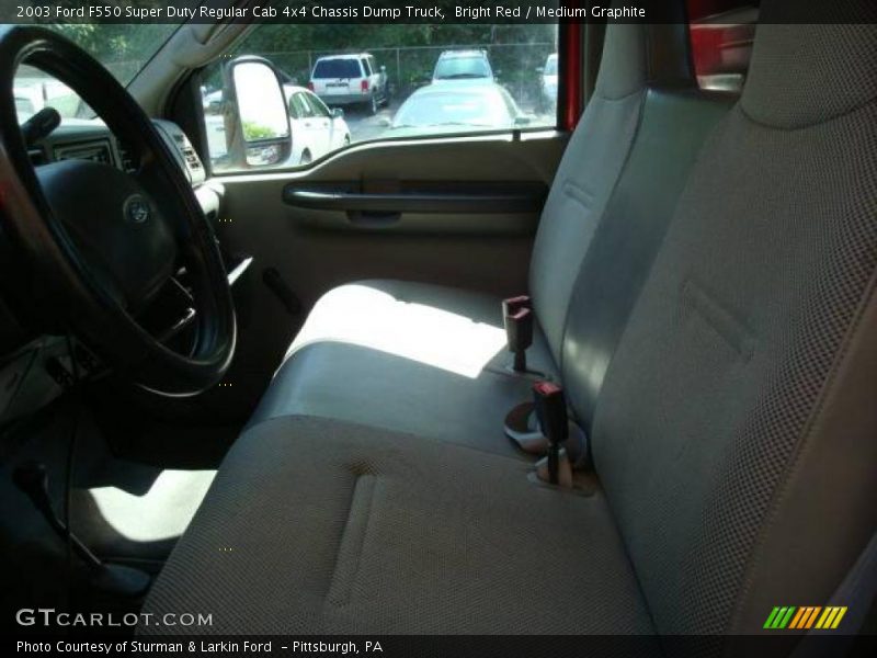 Bright Red / Medium Graphite 2003 Ford F550 Super Duty Regular Cab 4x4 Chassis Dump Truck