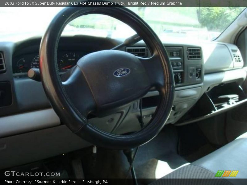 Bright Red / Medium Graphite 2003 Ford F550 Super Duty Regular Cab 4x4 Chassis Dump Truck