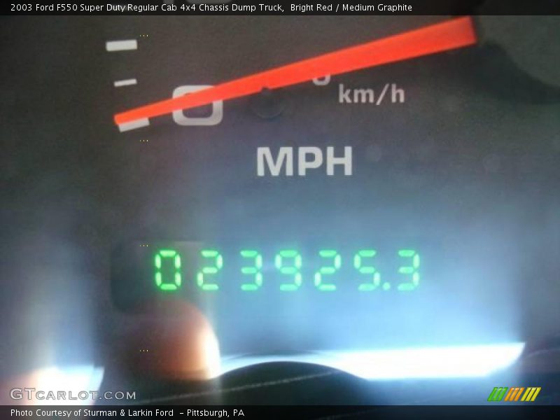 Bright Red / Medium Graphite 2003 Ford F550 Super Duty Regular Cab 4x4 Chassis Dump Truck