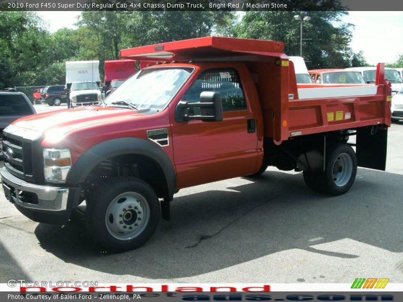 Bright Red / Medium Stone 2010 Ford F450 Super Duty Regular Cab 4x4 Chassis Dump Truck