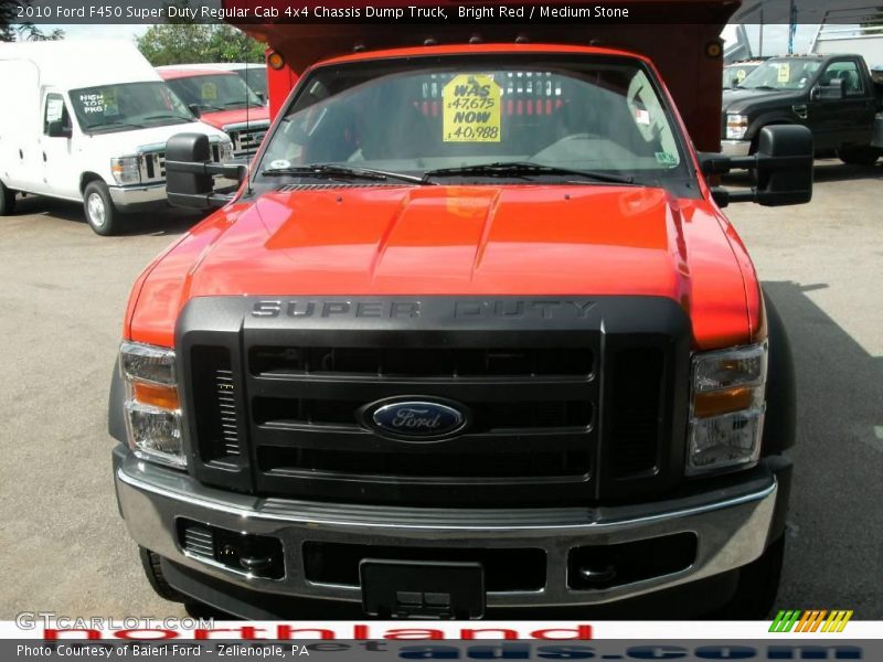 Bright Red / Medium Stone 2010 Ford F450 Super Duty Regular Cab 4x4 Chassis Dump Truck