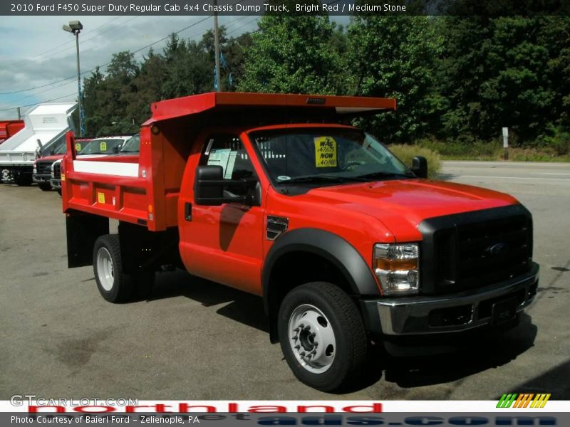 Bright Red / Medium Stone 2010 Ford F450 Super Duty Regular Cab 4x4 Chassis Dump Truck