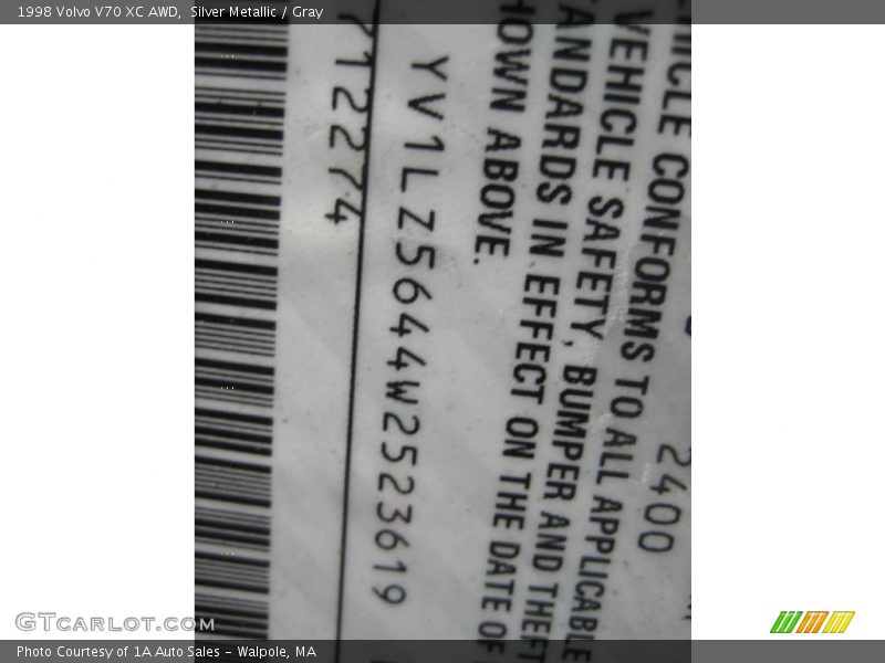 Silver Metallic / Gray 1998 Volvo V70 XC AWD